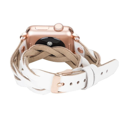 UnBranded Peggy Ferro Braided Double Tour Rose Gold Trok Style Genuine Leather Apple Watch Band