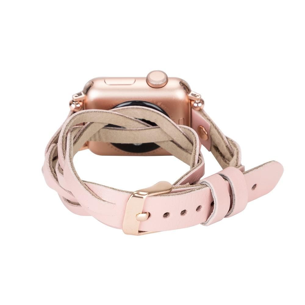 UnBranded Peggy Ferro Braided Double Tour Rose Gold Trok Style Genuine Leather Apple Watch Band