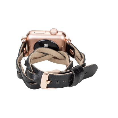 UnBranded Peggy Ferro Braided Double Tour Rose Gold Trok Style Genuine Leather Apple Watch Band