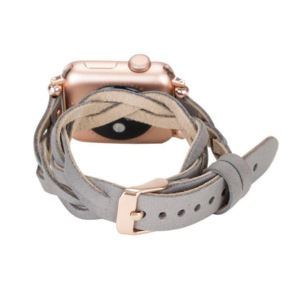 UnBranded Peggy Ferro Braided Double Tour Rose Gold Trok Style Genuine Leather Apple Watch Band