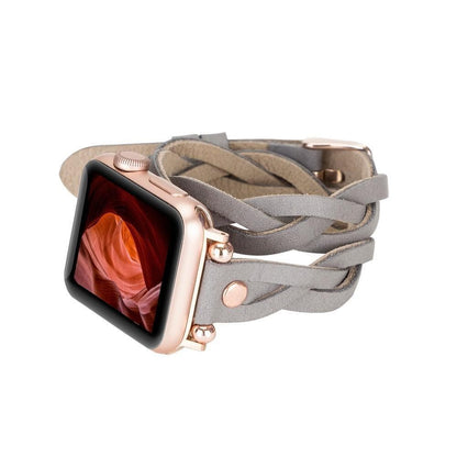 UnBranded Peggy Ferro Braided Double Tour Rose Gold Trok Style Genuine Leather Apple Watch Band