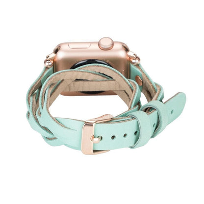 UnBranded Peggy Ferro Braided Double Tour Rose Gold Trok Style Genuine Leather Apple Watch Band