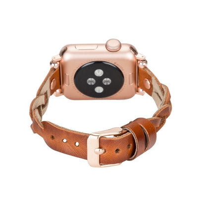 UnBranded Wanda Ferro Braided Rose Gold Trok Style Leather Apple Watch Band