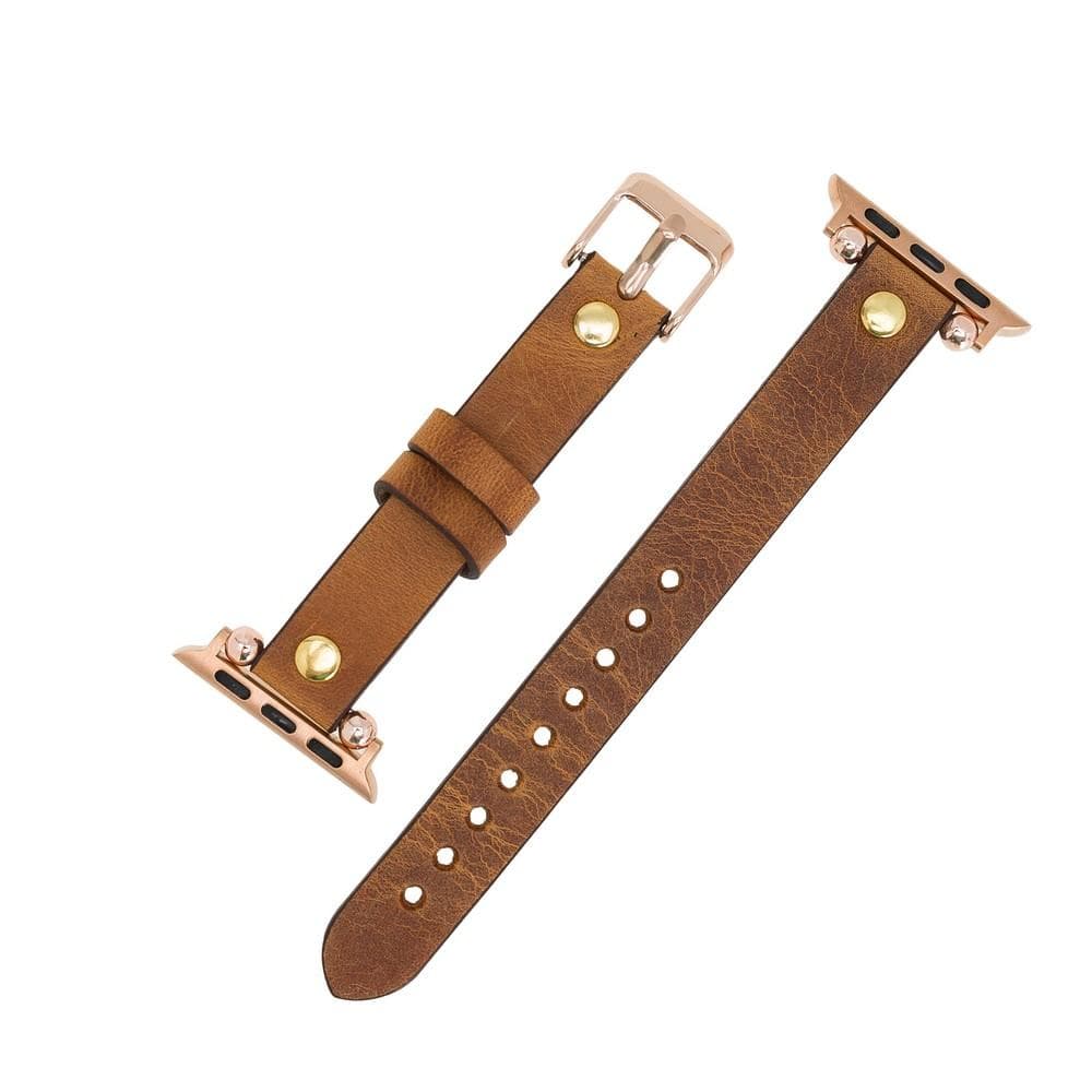 UnBranded Ferro Gold Trok Style Leather Apple Watch Band