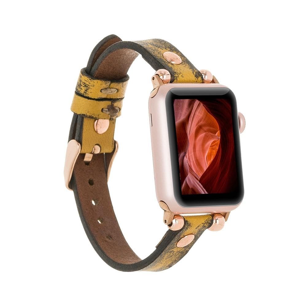 UnBranded Ferro Rose Gold Trok Style Leather Apple Watch Band Biscuit