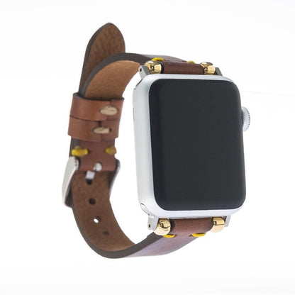 UnBranded Seamy Ferro Style Leather Apple Watch Band Sandy Tan