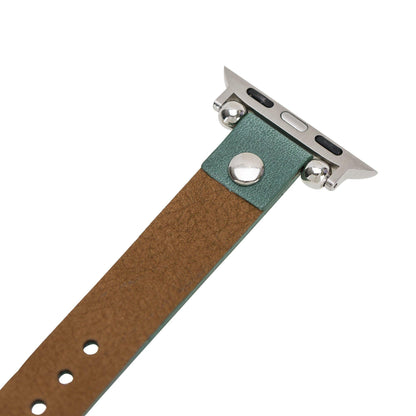 UnBranded Ferro Silver Trok Style Leather Apple Watch Band