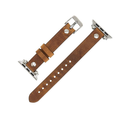 UnBranded Ferro Silver Trok Style Leather Apple Watch Band