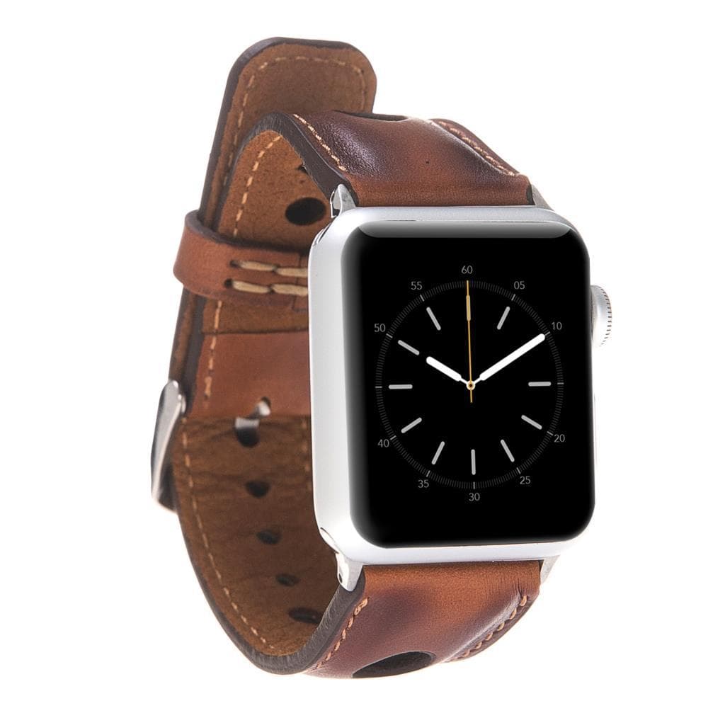 UnBranded Holo Style Genuine Leather Apple Watch Band Tan