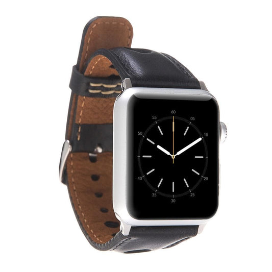 UnBranded Holo Style Genuine Leather Apple Watch Band Black