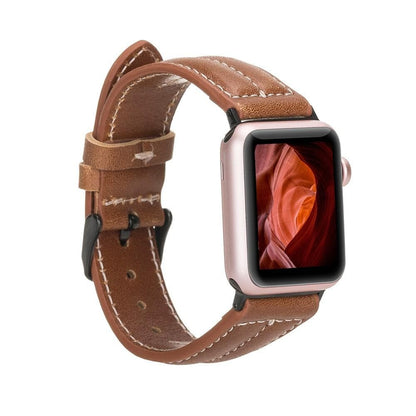 UnBranded NM3 Style Leather Apple Watch Band Sandy Brown