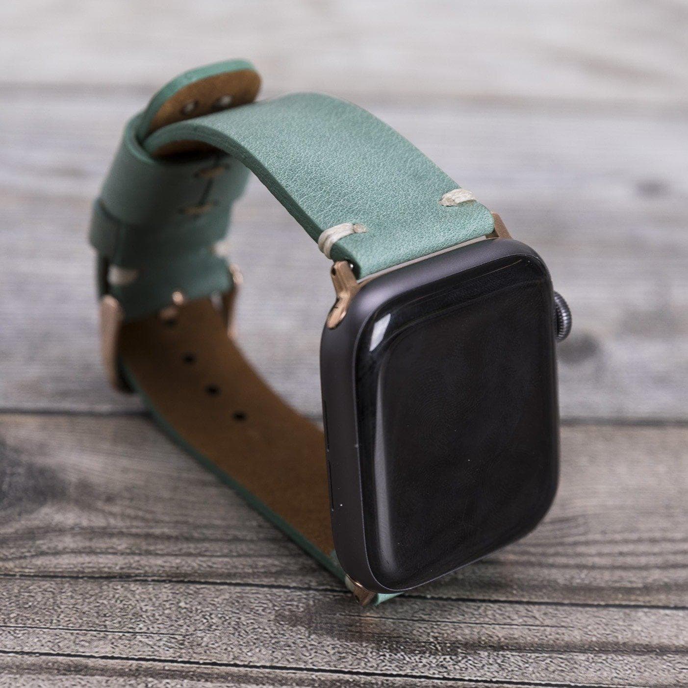 UnBranded Orfe Style Leather Apple Watch Band Aqua