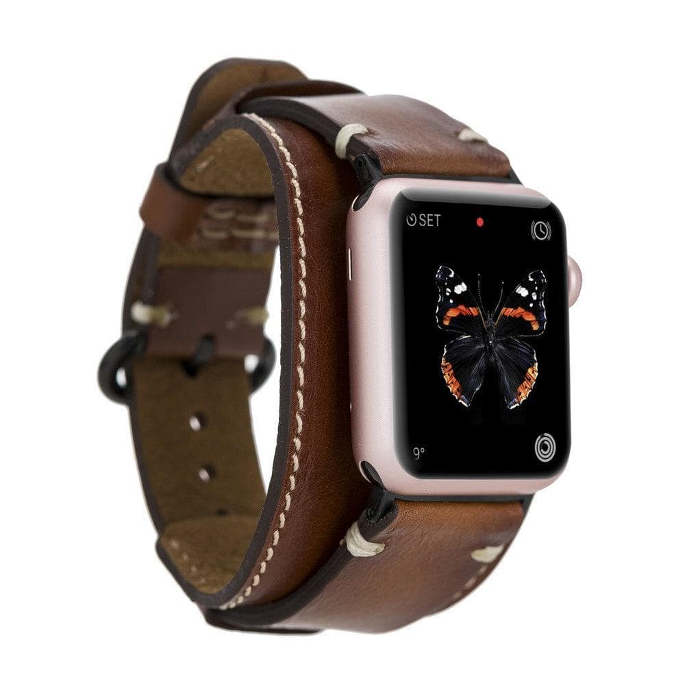 UnBranded Pulsar Cuff Style Leather Apple Watch Band Tan