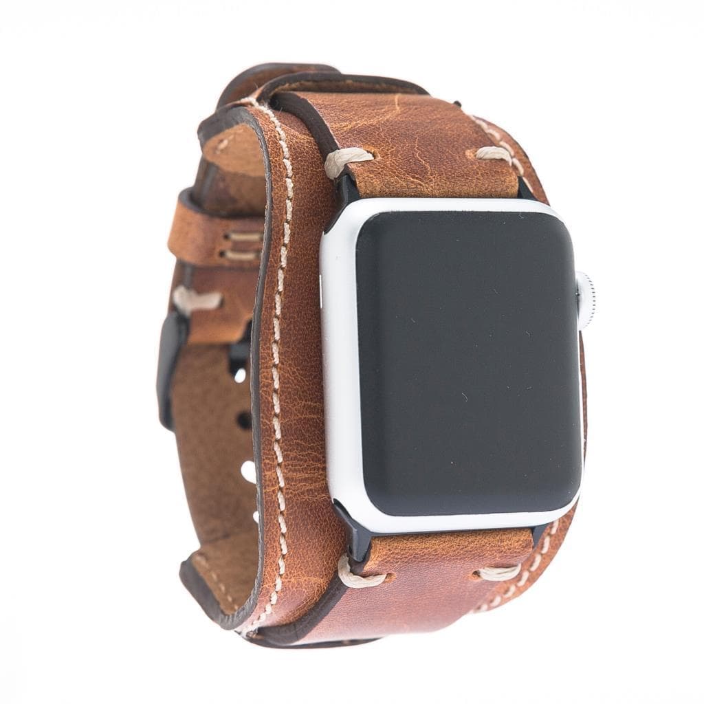 UnBranded Pulsar Cuff Style Leather Apple Watch Band Sandy Tan