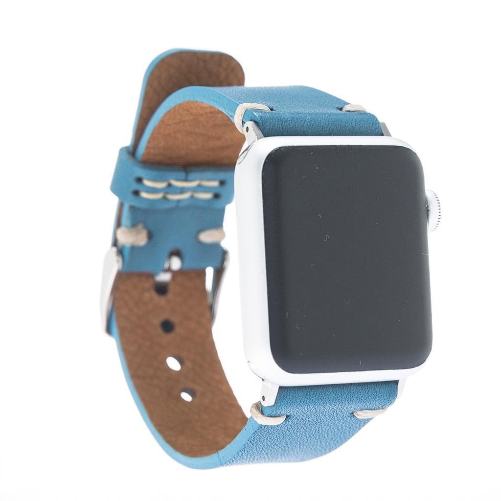 UnBranded Welder Style Leather Apple Watch Band Blue