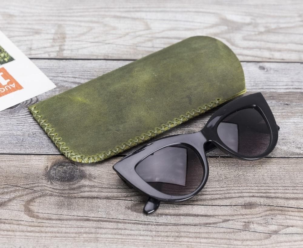 UnBranded Genuine Leather Glasses Case Olive