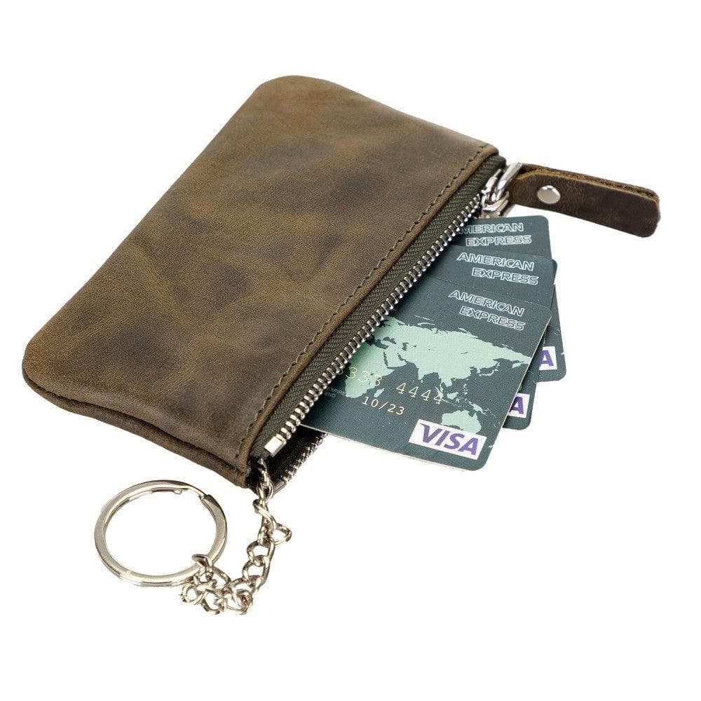 Bayelon Multima Premium Leather Card Holder with Key Chain Dark Goldenrod