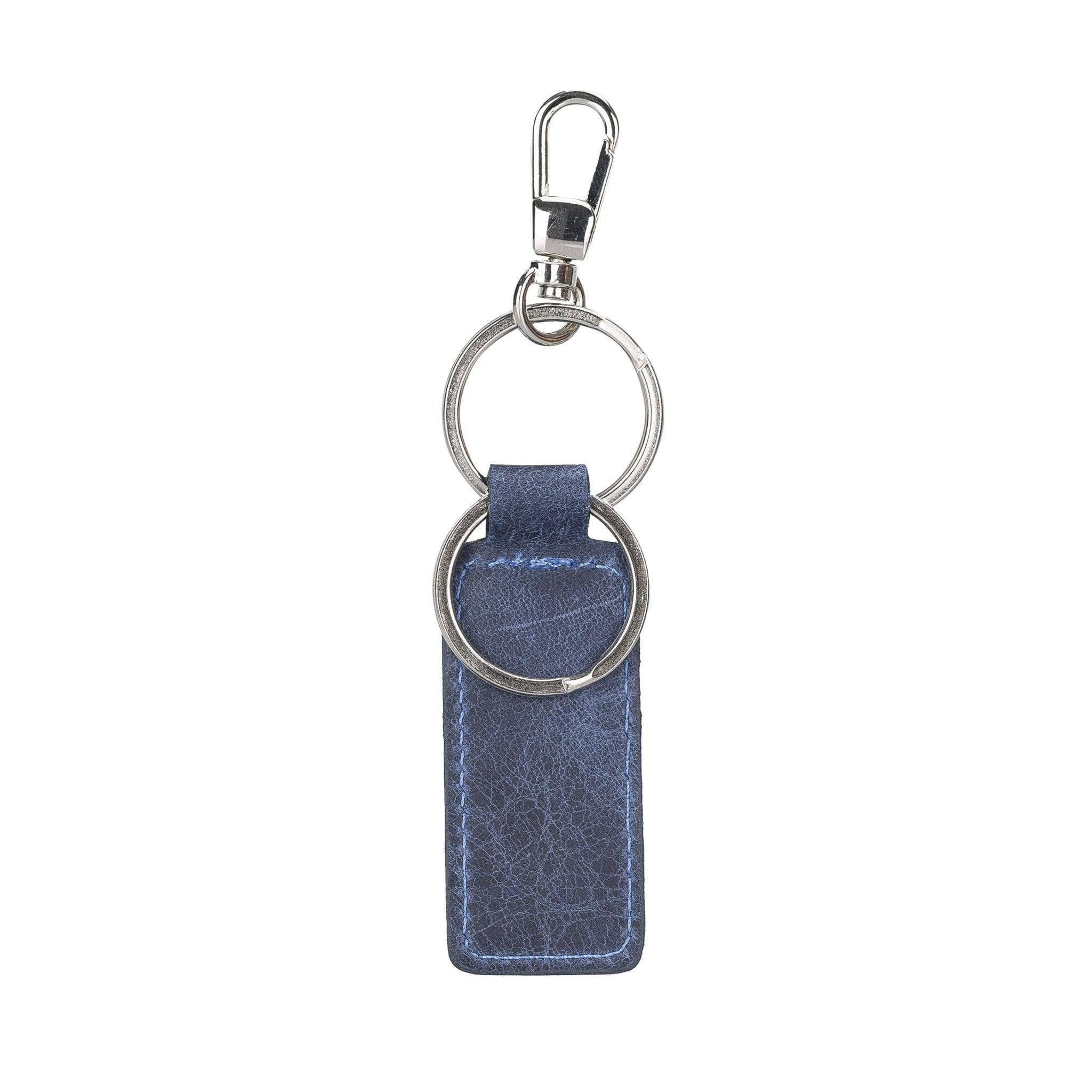 Bayelon Mina Premium Leather Keyring with Customization Options Dark Blue