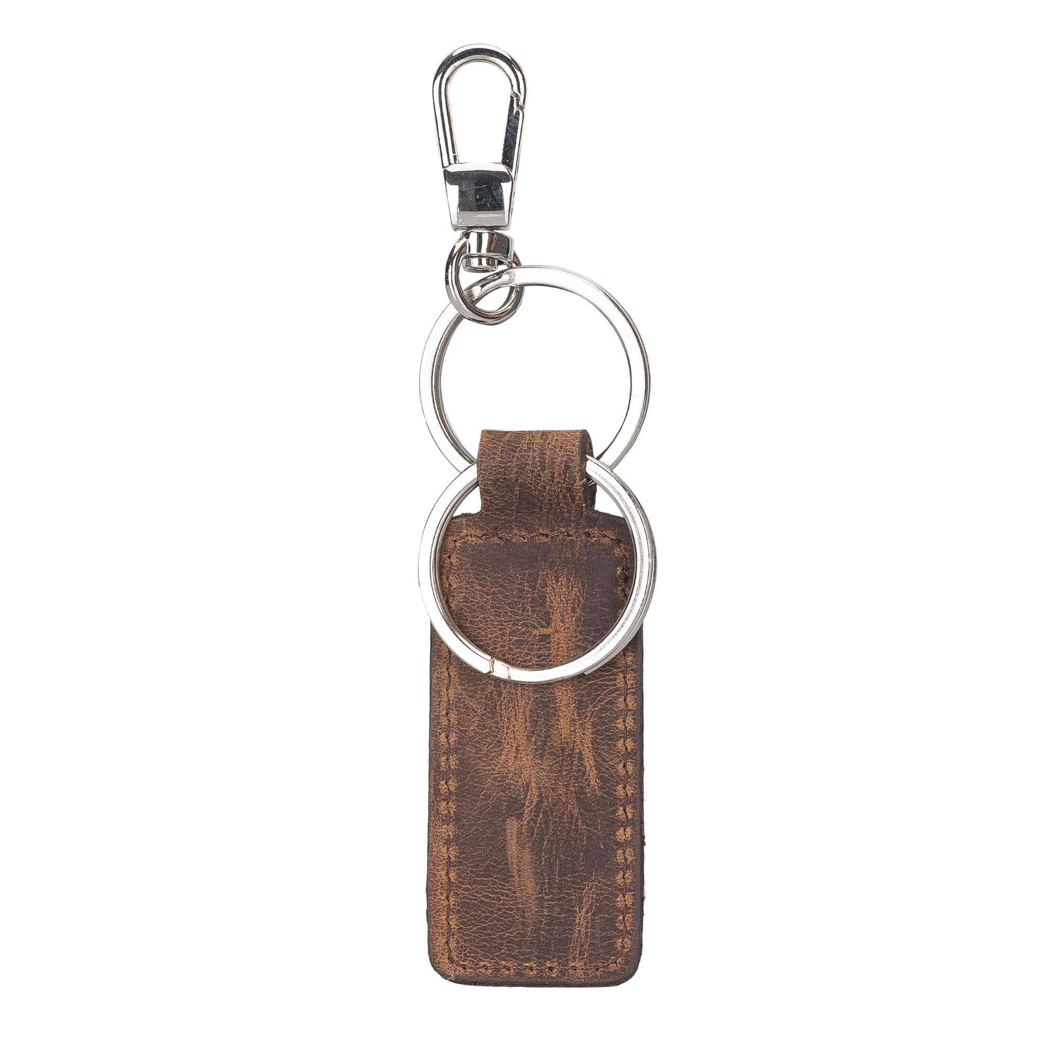 Bayelon Mina Premium Leather Keyring with Customization Options Saddle Brown
