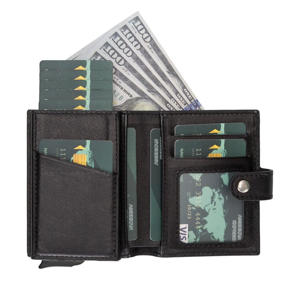 UnBranded Palermo Zip Mechanical Leather Card Holder Black