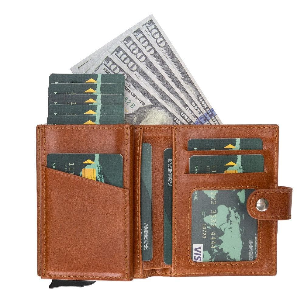 Bayelon Palermo Zip Mechanical Leather Card Holder Tan