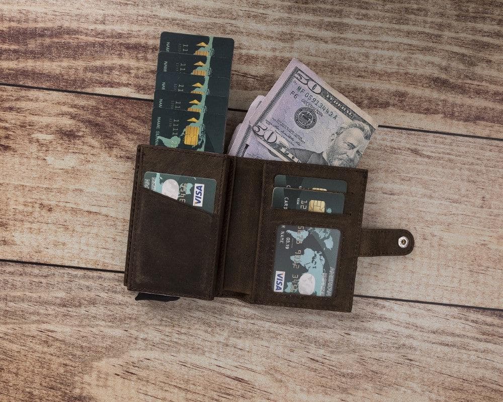 UnBranded Palermo Zip Mechanical Leather Card Holder Coffee