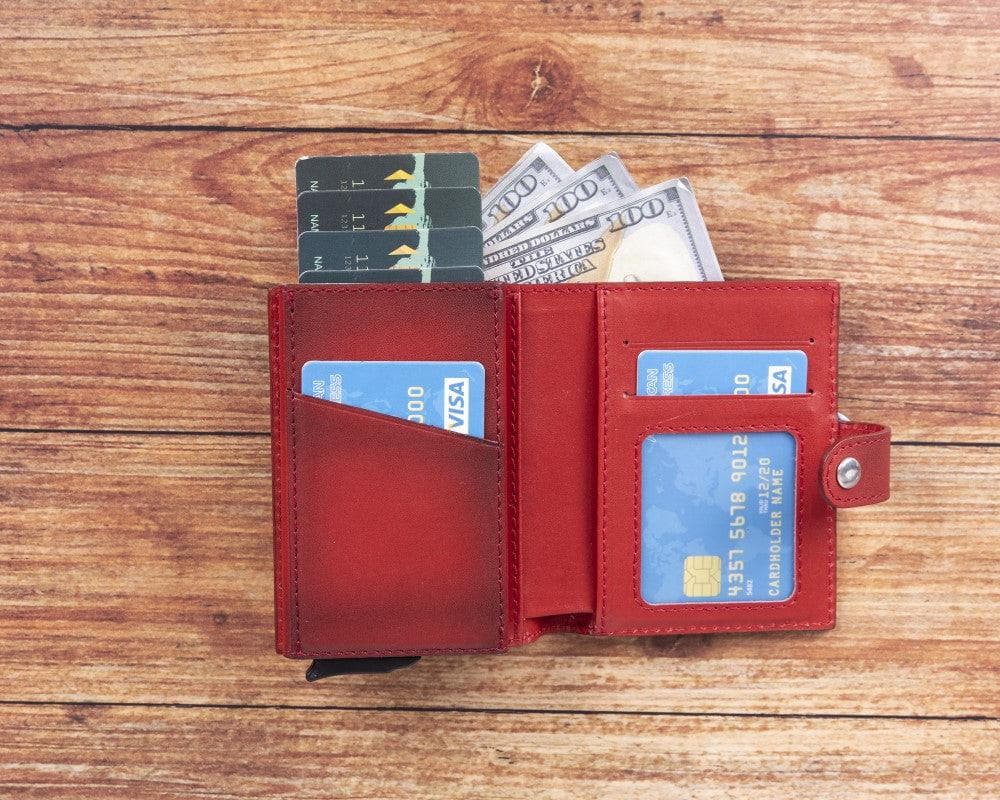 Bayelon Palermo Zip Mechanical Leather Card Holder Red