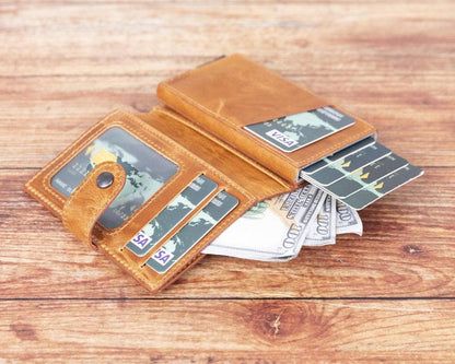 UnBranded Palermo Zip Mechanical Leather Card Holder