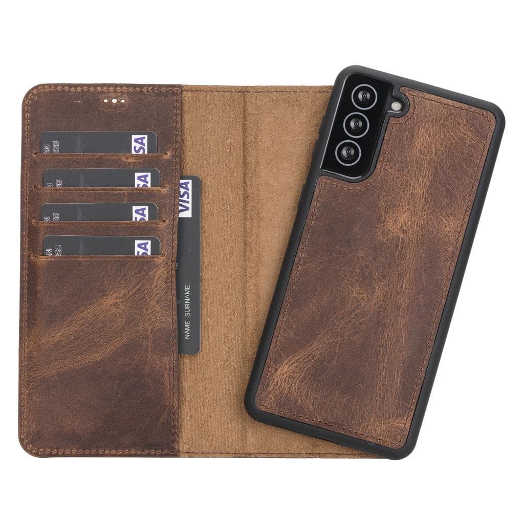 Bouletta Magic Samsung Galaxy S21 Series Detachable Leather Wallet Case - MW Saddle Brown