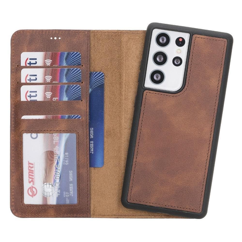 Bayelon Detachable Leather Wallet Case for Samsung Galaxy S21 Series Galaxy S21 Brown