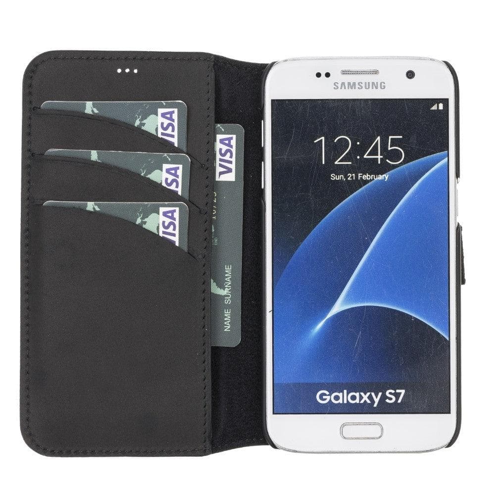 Bayelon Wallet Case Samsung Series Non-Detachable Leather Wallet Case - WC Galaxy S7 Coal