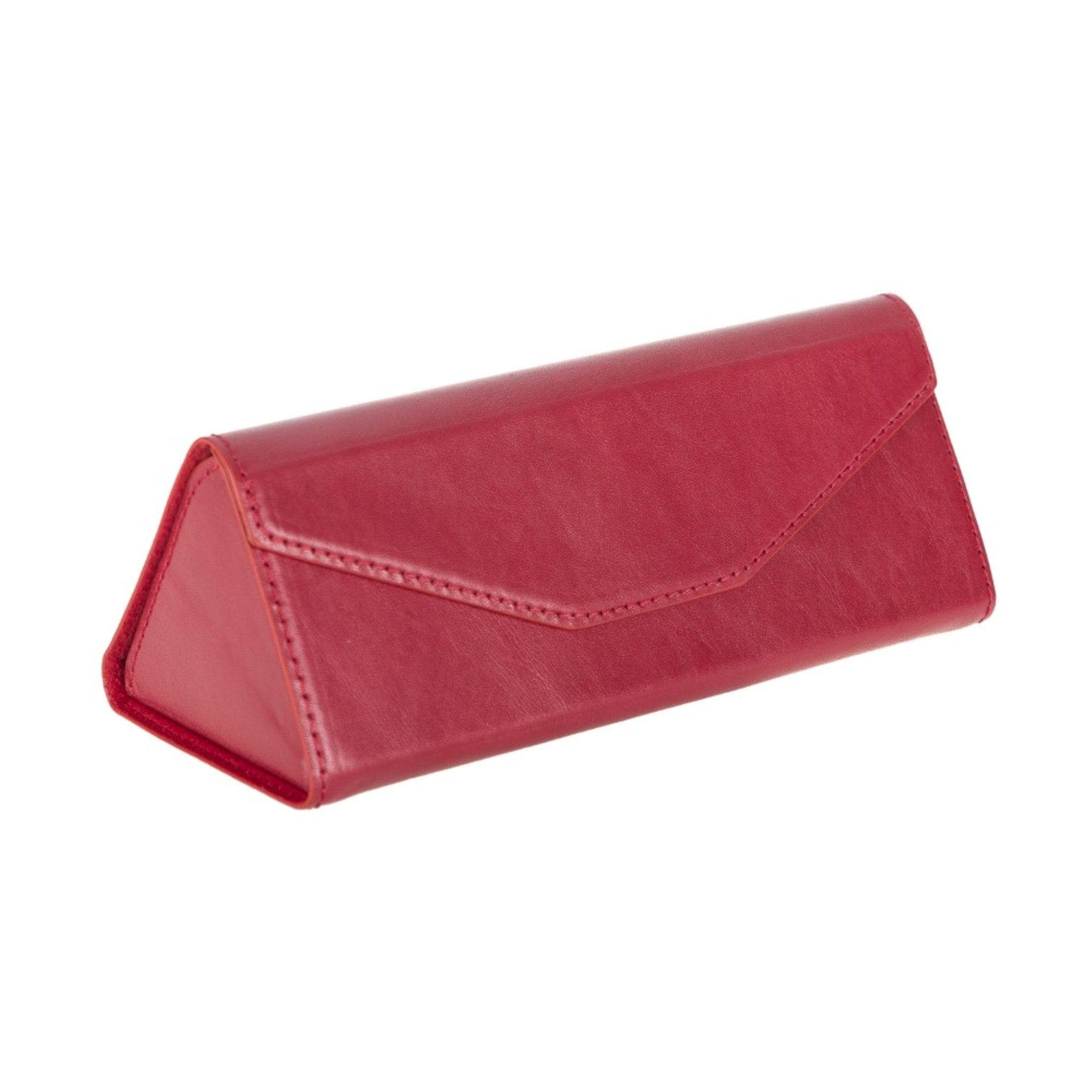 Bayelon Smart Leather Glasses Case - Triangular Design Red
