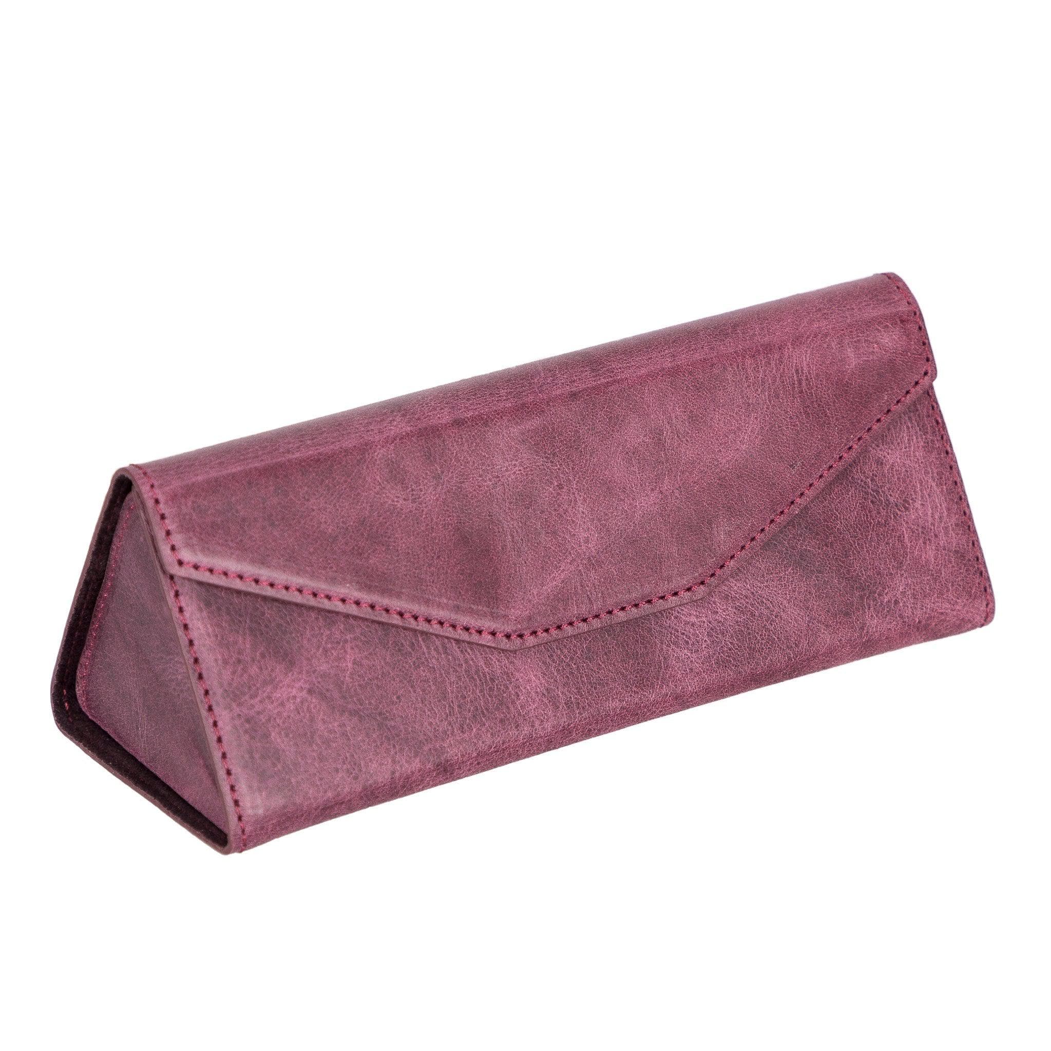 Bayelon Smart Leather Glasses Case - Triangular Design Scarlet Red