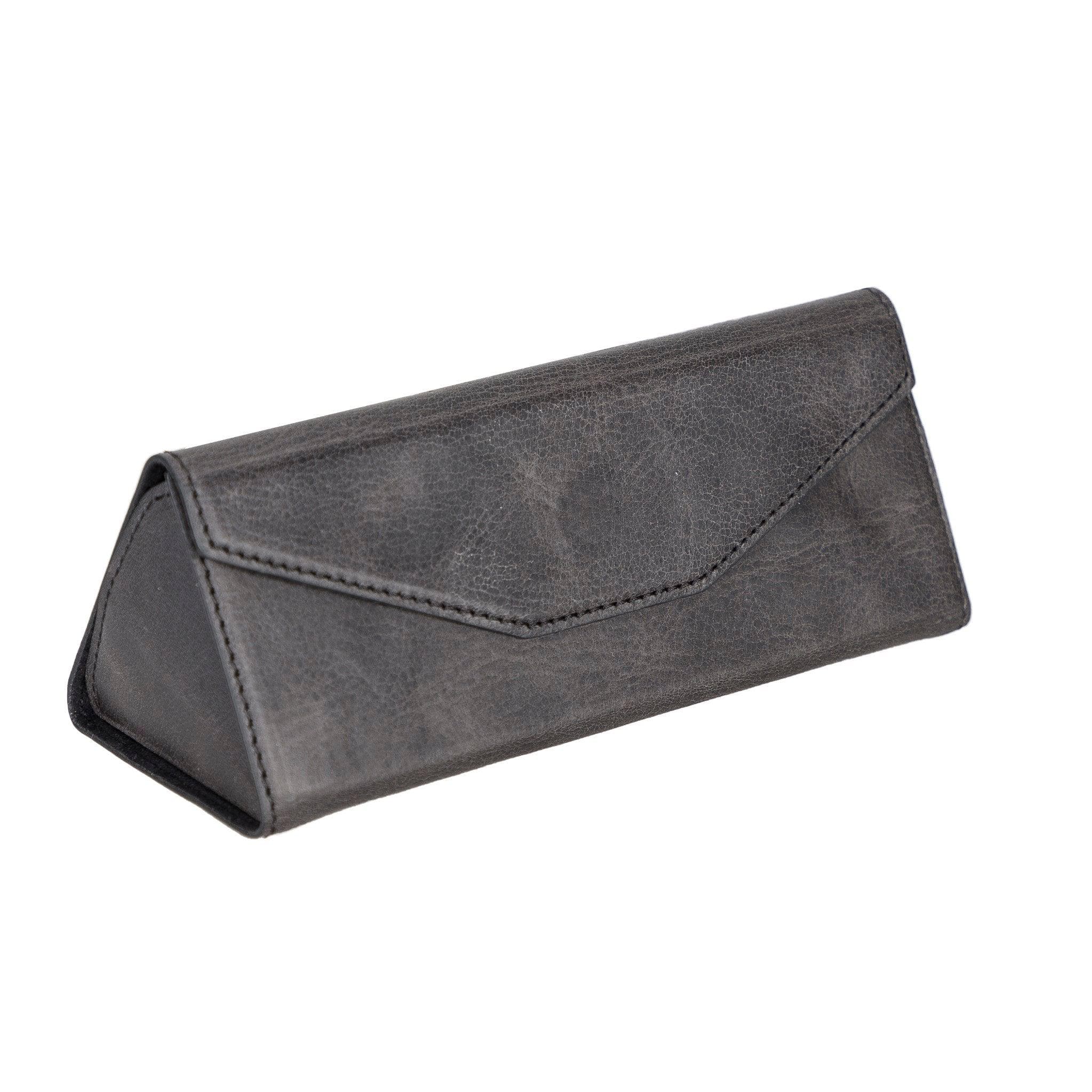 Bayelon Smart Leather Glasses Case - Triangular Design Charcoal