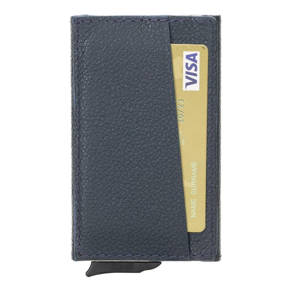 Bayelon Torres Leather Mechanical Card Holder Deep Blue