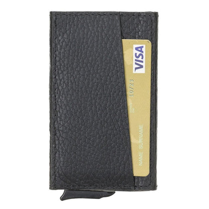 Bayelon Torres Leather Mechanical Card Holder Pebble Black