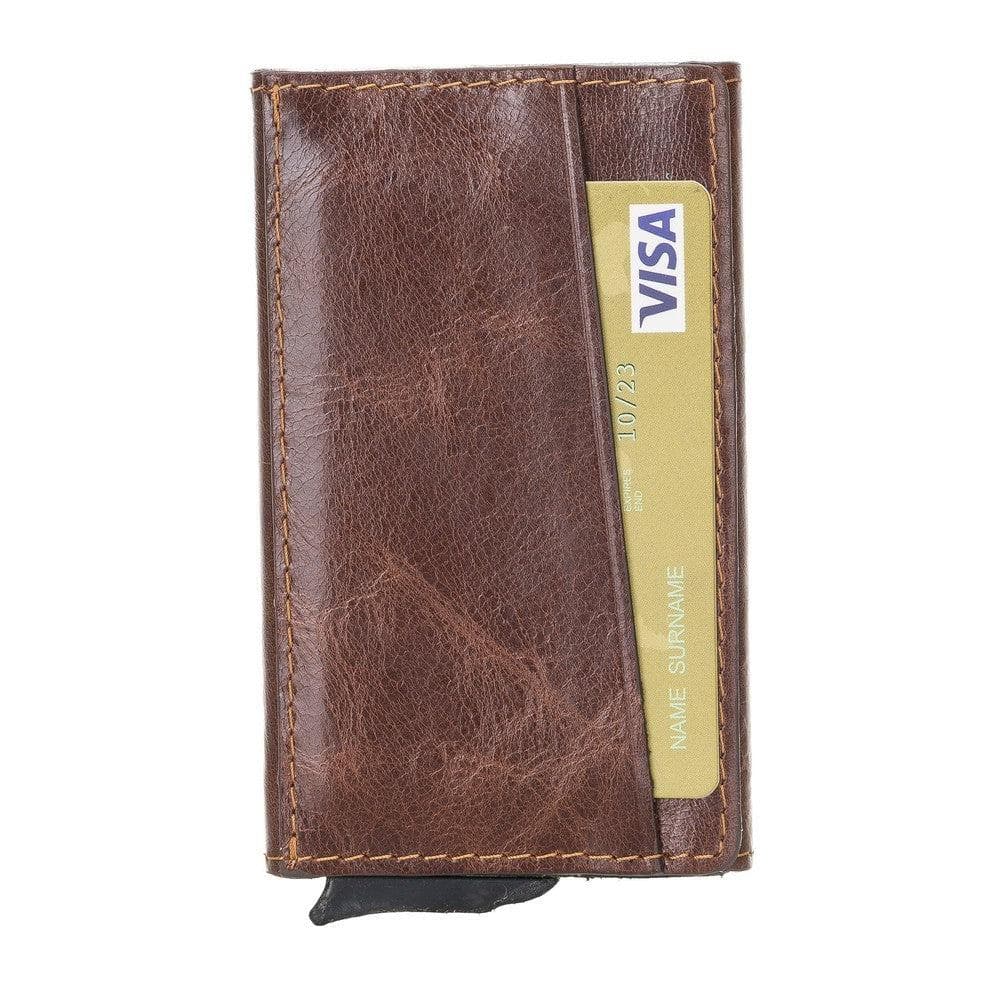 Bayelon Torres Leather Mechanical Card Holder Saddle Espresso