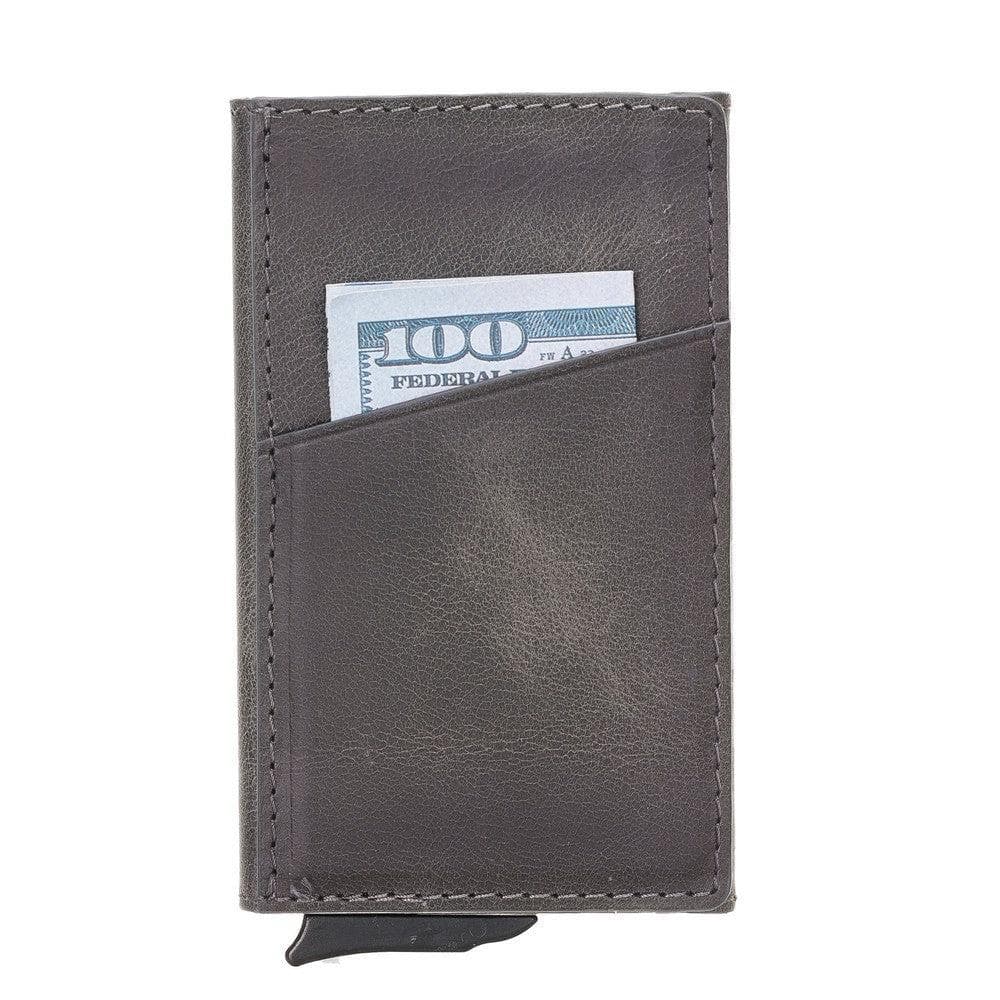 Bayelon Torres Leather Mechanical Card Holder Gray