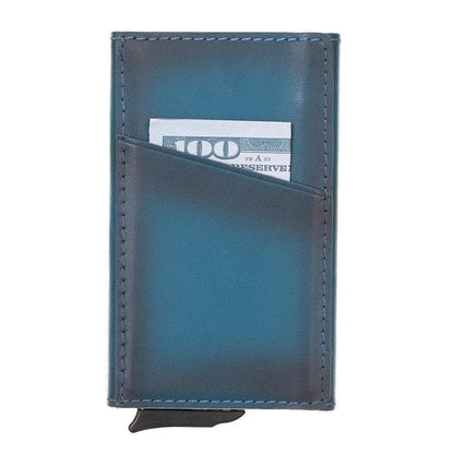 Bayelon Torres Leather Mechanical Card Holder Blue