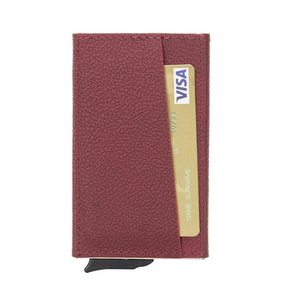 Bayelon Torres Leather Mechanical Card Holder Deep Red