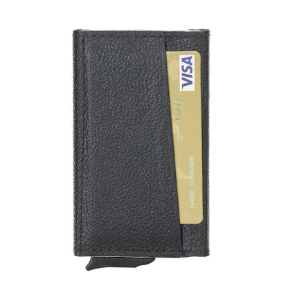 Bayelon Torres Leather Mechanical Card Holder Deep Black