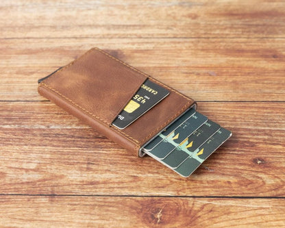 Bayelon Torres Leather Mechanical Card Holder