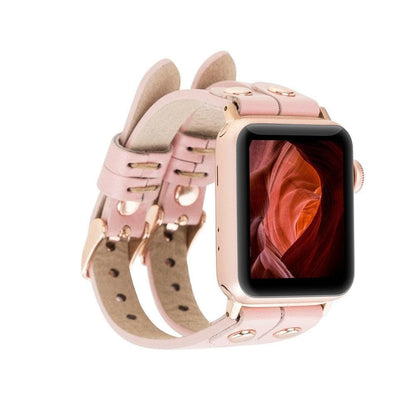 UnBranded Ely Leather Apple Watch Double Band Pink