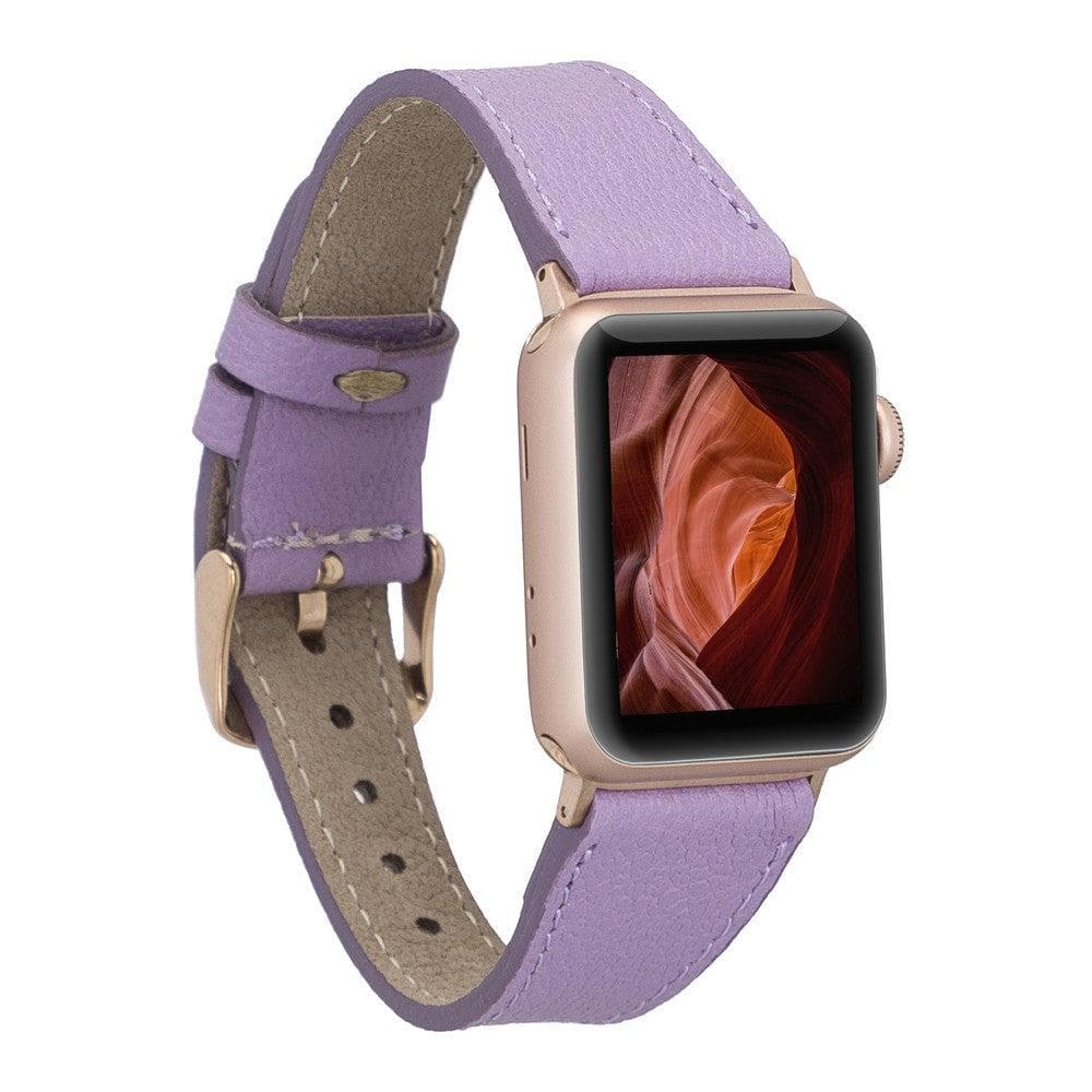 Bayelon Roma Style Genuine Leather Apple Watch Band Violet