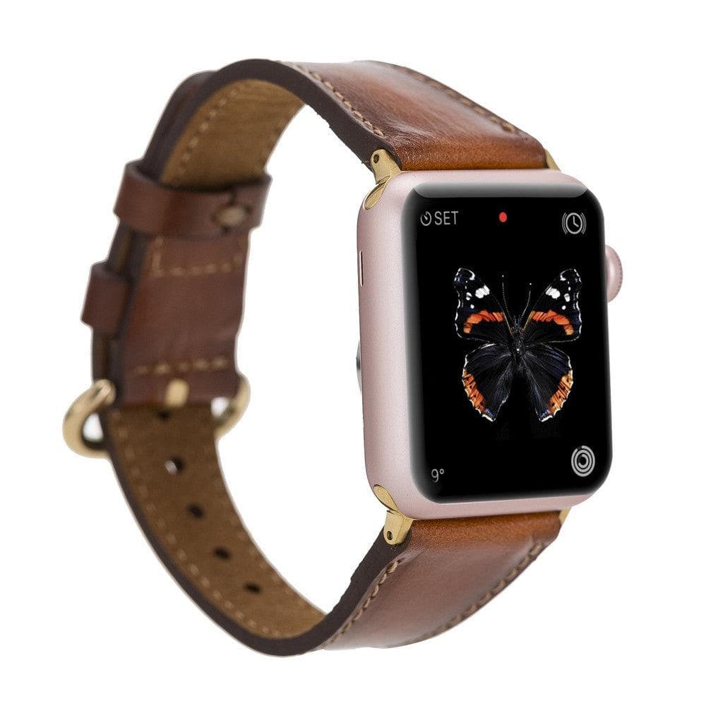 UnBranded Roma Style Leather Apple Watch Band Tan