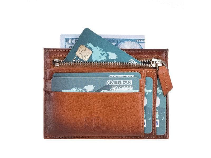 Bayelon Slim Zip Leather Card Holder with Coin Pocket