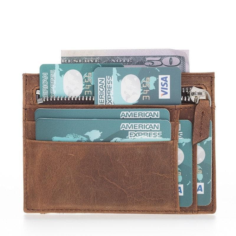 UnBranded Zip Leather Card Holder Coffee