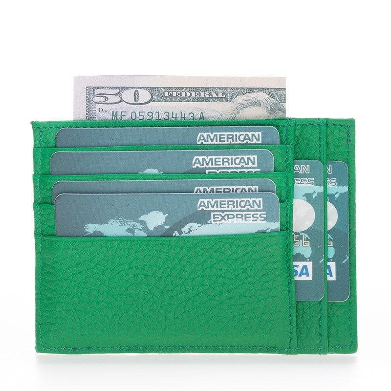 Bayelon Slim Zip Leather Card Holder with Coin Pocket Olive Drab