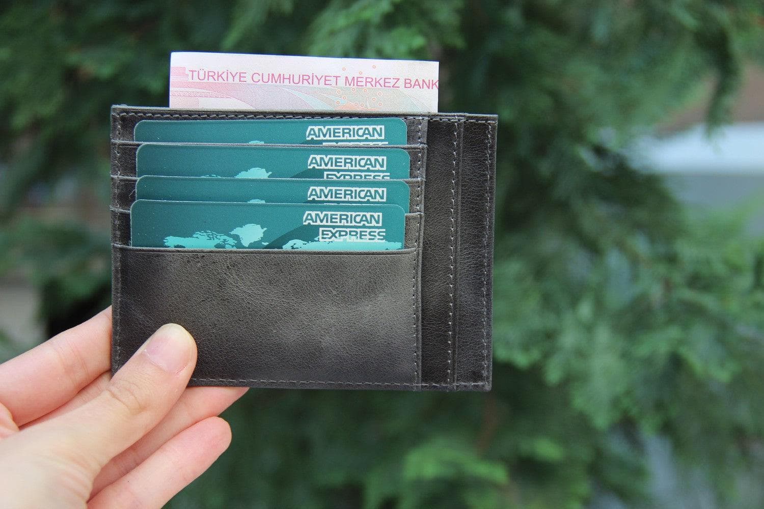 Bayelon Slim Zip Leather Card Holder with Coin Pocket