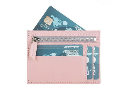 UnBranded Zip Leather Card Holder Pink